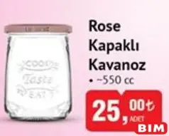 ROSE KAPAKLI KAVANOZ 550 CC ROSE KAPAKLI KAVANOZ 550 CC